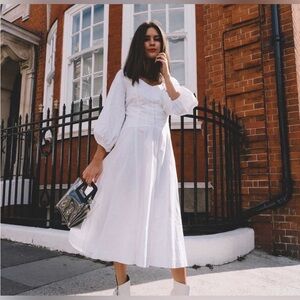 NWT Staud Eden Puff Sleeve MIDI Dress